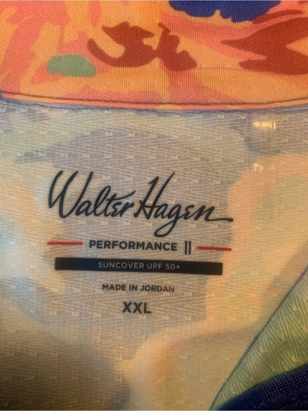 Walter Hagen P11 UV Protection Quarter Zip Blue Gouache Floral XXL NWOT - Picture 5 of 6